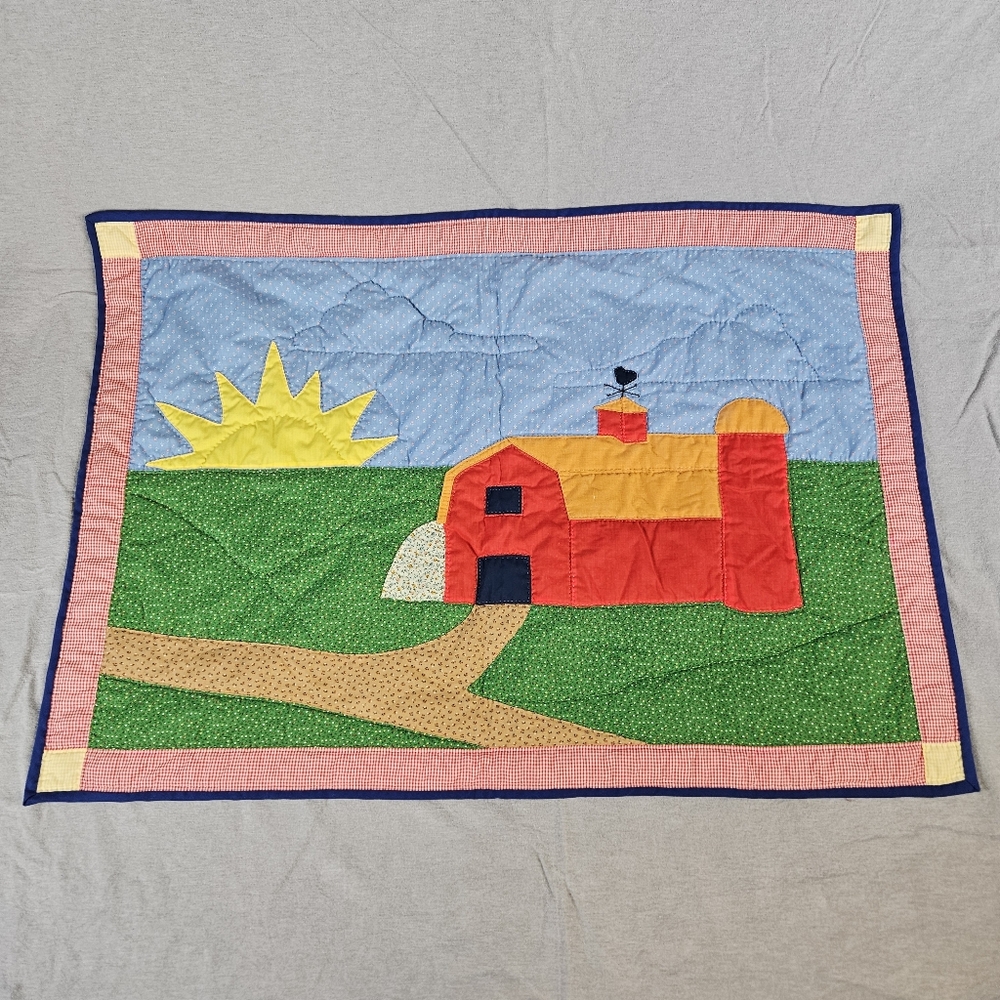 Nursery Crib Quilt Barn Farm Country 29.5" X 42" Wall Hanging Decor Baby Gift